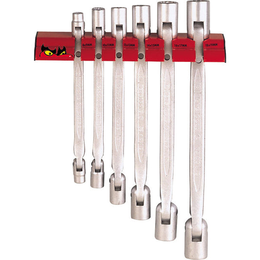 Teng 6pc D-Flex MM Wrench Set 8-19mm W/Wall Rack