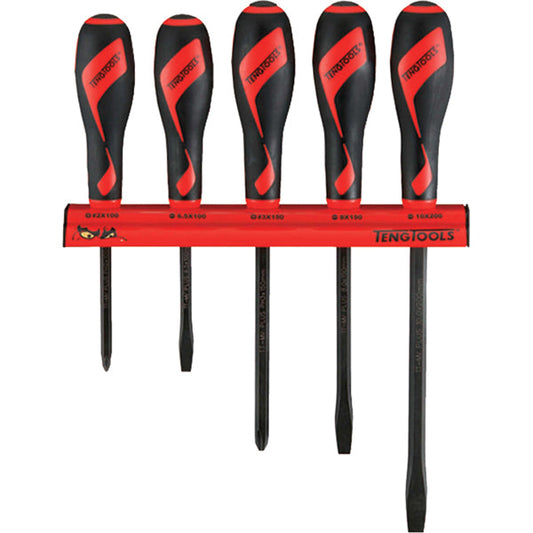 Teng 5pc MD Power Thru S/Driver Set W/Wall Rack