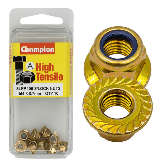 Champion Hex Flange Self-Locking Nuts Nylon Insert M4x0.7mm