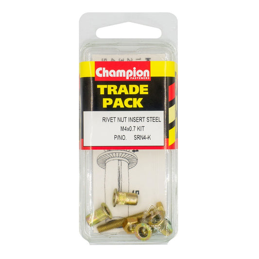 Champion Rivet Nut Insert Steel Kit M4 x 0.7mm - 4pk