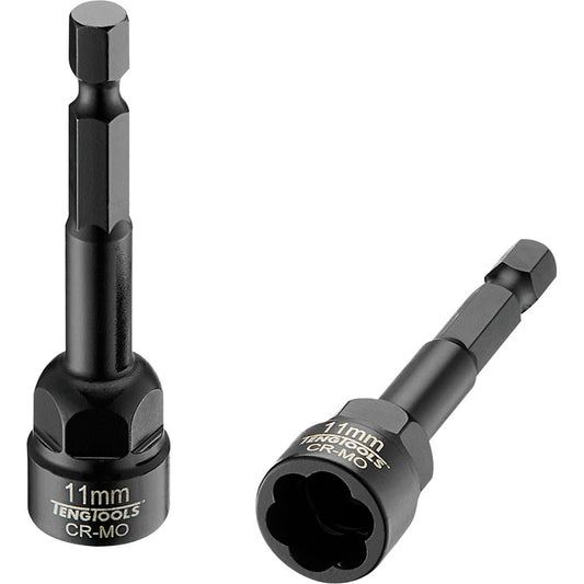 Teng 11mm 1/4in Hex Twist Extractor Cr-Mo