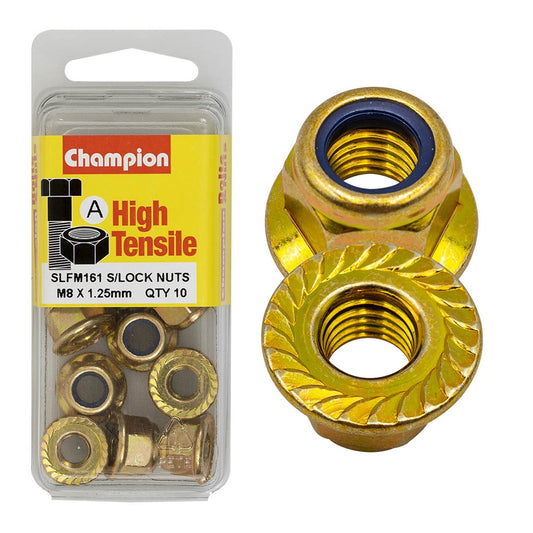 Champion Hex Flange Self-Locking Nuts Nylon Insert M8x1.25mm