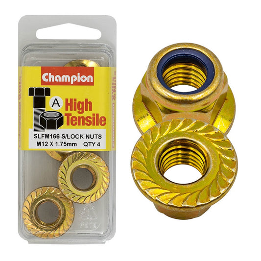 Champion Hex Flange Self-Locking Nuts Nylon InsertM12x1.75mm
